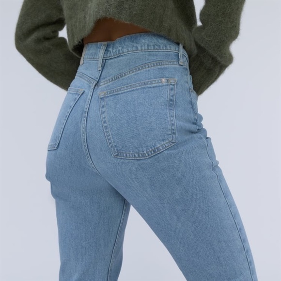 NEW EVERLANE 90s High Waist Straight Leg Distressed Stretch Denim Cheeky Jean 33 - Picture 13 of 15